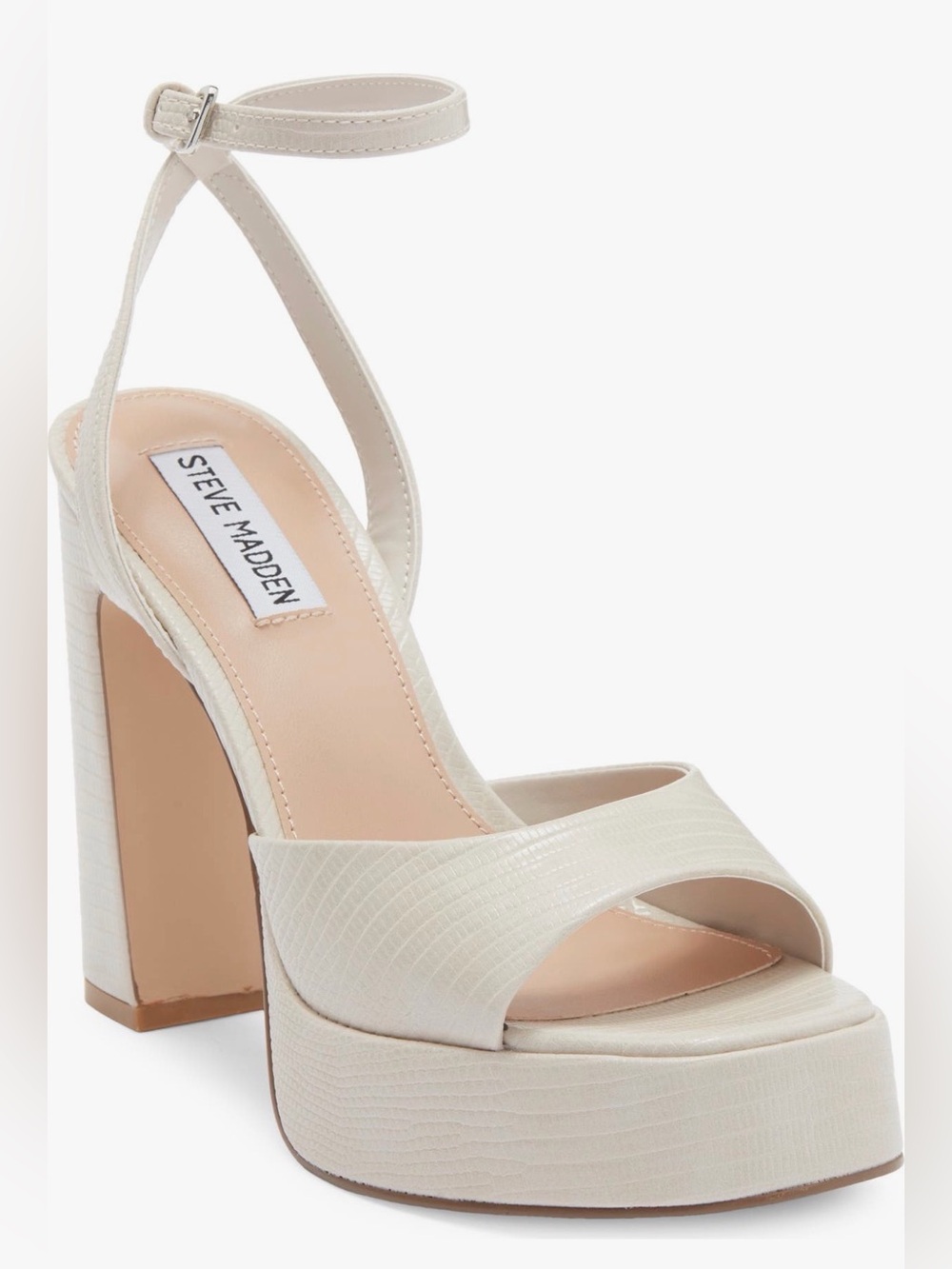 Steve Madden Kymmee Cream Platform Ankle-Strap Sandal
